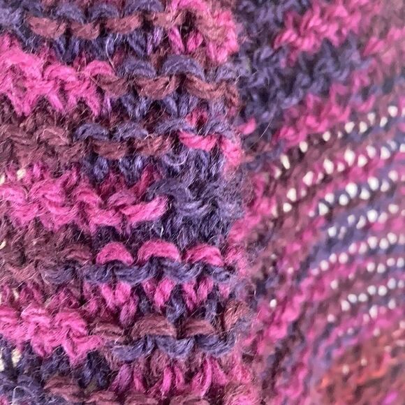 HAND CRAFTED Luxury yarn chunky knit scarf multi color wool plum orange fringe - Picture 15 of 16